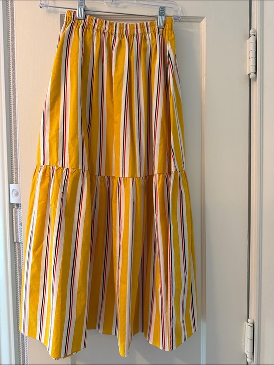 Clare V Dresses & Skirts - Clare V Yellow Striped Tiered Maxi Skirt with Red & Navy Accents